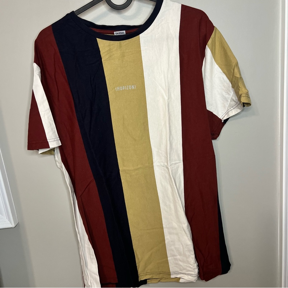 Denim & Flower Red, Black, and Cream Striped Tee